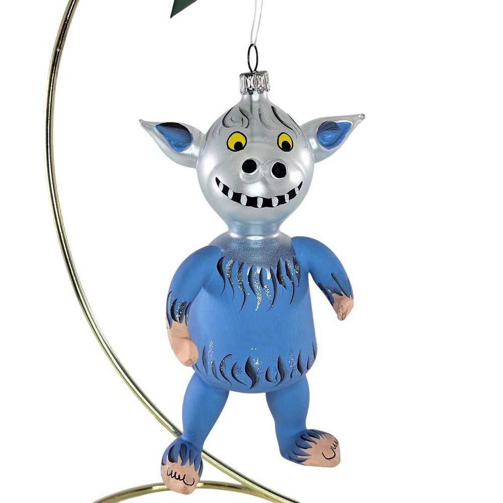 Lord & Taylor Handcrafted Blue Monster Christmas Ornament Made In Italy